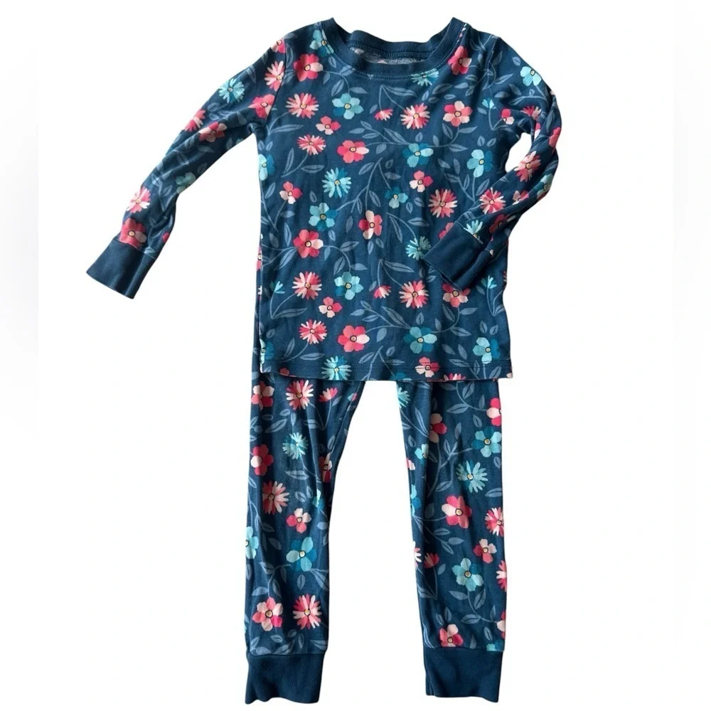 Old Navy Kids Pajama Set - Blue and Pink Floral Pj's Long sleeve pajamas Size 3T